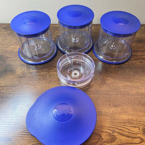 Ninja Master Prep Replacement Parts 16oz 2 Cup Bowl Blue Lids Splash Guard Meal - Picture 1 of 5